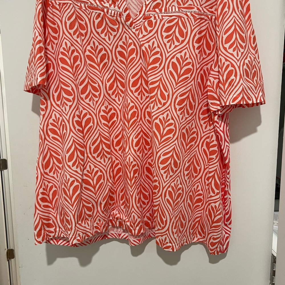 Lane Bryant Coral Leaf Print Blouse